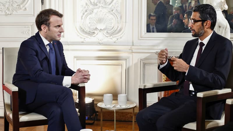 Sundar Pichai, le directeur général de Google a rencontré Emmanuel Macron à Versailles lors du sommet Choose France
