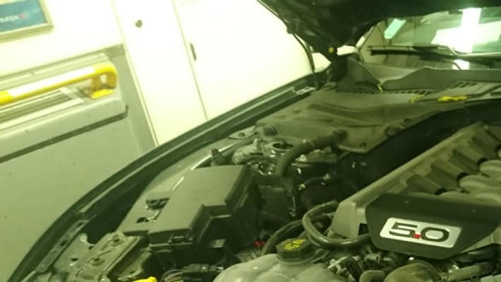Sous le capot de la Mustang GT, le charmant V8 atmosphérique de la bête développe 5 litres de cylindrée pour une puissance de 421 chevaux. Tout le couple est lui placé sur les roues arrière. Sous le capot de la Mustang GT, le charmant V8 atmosphérique de la bête développe 5 litres de cylindrée pour une puissance de 421 chevaux. Tout le couple est lui placé sur les roues arrière.