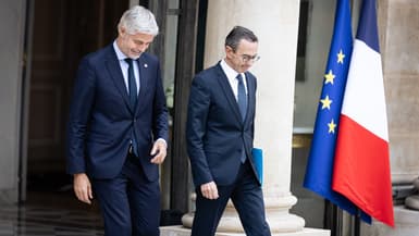 Laurent Wauquiez et Bruno Retailleau à l'Élysée le 10 octobre 2025 