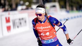 Eric Perrot lors des Mondiaux de biathlon, le 15 février 2025.