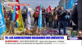 Grève du 15 mars: les agriculteurs solidaires aux cheminots à Versailles