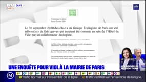 Mairie de Paris: une enquête ouverte après une plainte pour viol visant un collaborateur écologiste