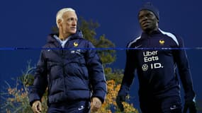Didier Deschamps et N'Golo Kanté à l'entraînement de l'équipe de France avant le match contre Israël - le 11/11/2024