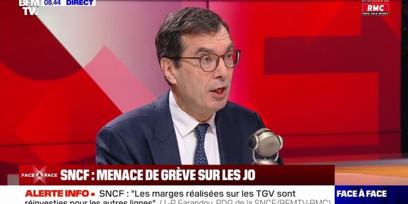 Menaces de grève de la SNCF pendant les JO: "Je ne vois pas de risques particuliers" assure Jean-Pierre Farandou