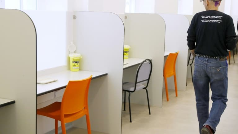 Un espace de la "salle de shoot" de Paris, le jour de son inauguration, le 11 octobre 2016