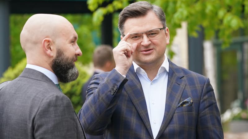 Le ministre ukrainien des Affaires étrangères Dmytro Kuleba lors de la réunion des ministres des Affaires étrangères du G7 à Wangels, dans le nord de l'Allemagne, le 13 mai 2022.