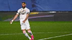 L'attaquant français du Real Madrid, Karim Benzema, lors du match de Liga contre le Real Betis, à Valdebebas, le 24 avril 2021