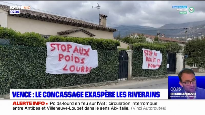 À Vence, le concassage exaspère les riverains face aux nombreux camions