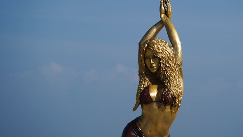 Statue de Shakira érigée dans sa ville natale de Barranquilla, en Colombie, le 26 décembre 2023.
