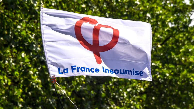 Un drapeau orné du logo de la France insoumise (illustration).