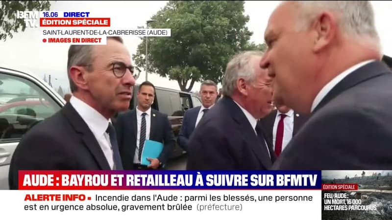 Incendie dans l'Aude: François Bayrou et Bruno Retailleau arrivent sur place