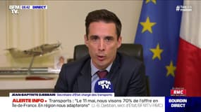 Jean-Baptiste Djebbari annonce un objectif de "70% de l'offre" de transports en Ile-de-France pour le 11 mai