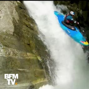 La descente spectaculaire du « toboggan du diable » par une kayakiste française 