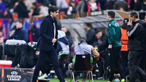 Paulo Fonseca lors du match Steaua Bucarest-OL (1-3, Ligue Europa), le 6 mars 2025