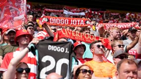 Les supporters de Liverpool ront rendu hommage à Diogo Jota lors d'un match amical, le 13 juillet 2025.