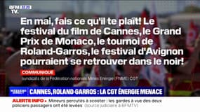 La CGT Énergie menace de perturbations le Festival de Cannes et Roland-Garros et annonce "100 jours d'actions et de colère"