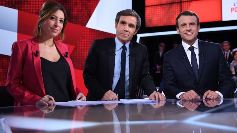 Emmanuel Macron sur le plateau de L'Emission politique sur France 2, le 6 avril 2017