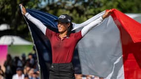 Céline Boutier après avoir remporté son premier titre du Grand Chelem à Evian, le 30 juillet 2023.