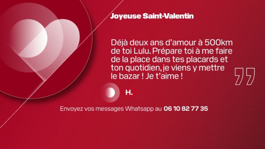 Message de Saint-Valentin, BFM Alsace.