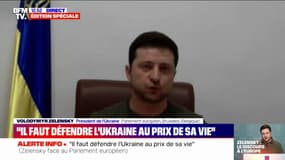 "Ne nous lâchez pas !": le message du président ukrainien en visioconférence face au Parlement européen