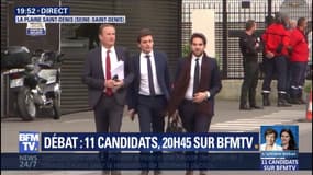 Ultime débat: Nicolas Dupont-Aignan arrive à la Plaine-Saint-Denis