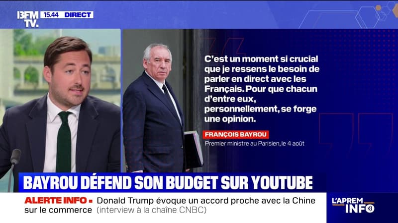 François Bayrou crée un podcast sur Youtube, FB Direct, pour y défendre son budget