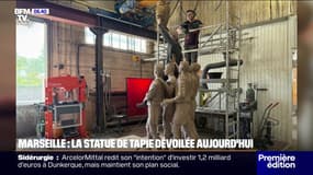 La statue de Bernard Tapie devant le Vélodrome dévoilée ce vendredi soir 