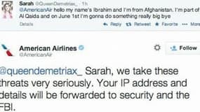 Le tweet de la jeune hollandaise, et la réponse de la compagnie aérienne American Airlines.