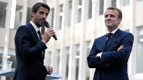 Tony Estanguet et Emmanuel Macron en 2021