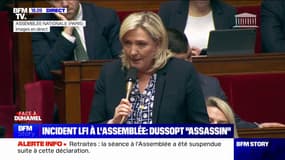 Marine Le Pen (RN): "En politique, on n'a pas d'ennemis mais des adversaires", concernant l'accusation d''assassin' d'un député LFI envers Olivier Dussopt