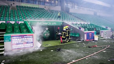 Les incidents après le match Saint-Etienne vs Auxerre, à Geoffroy-Guichard le 29 mai 2022
