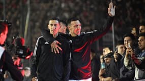 Angel Di Maria et Lionel Scaloni lors du jubilé de Maxi Rodriguez, le 25 juin 2023