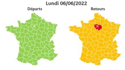 Ce lundi est classé orange dans le sens des retours et rouge en Ile-de-France.