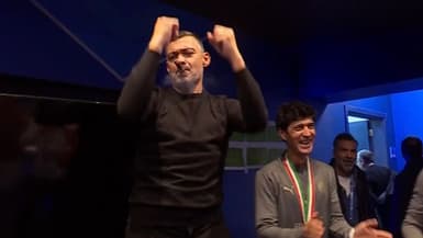Sergio Conceiçao en train de danser après la victoire de de l'AC Milan en Supercoupe d'Italie 
