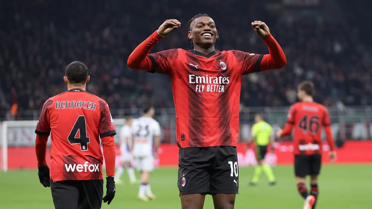 Rafael Leão, Milan x Atalanta (Foto: RMC Sport)