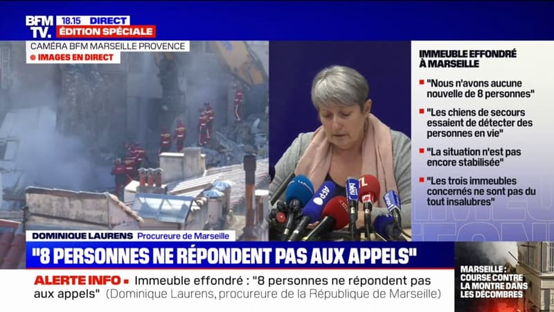 Immeuble effondré à Marseille: 8 habitants des immeubles touchés « ne répondent pas aux appels », affirme la procureure Dominique Laurens