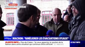 Crues dans le Pas-de-Calais: "Les gens retrouveront leur maison" déclare Emmanuel Macron en déplacement à Blendecques