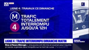 Paris: trafic interrompu dimanche matin sur la ligne 4