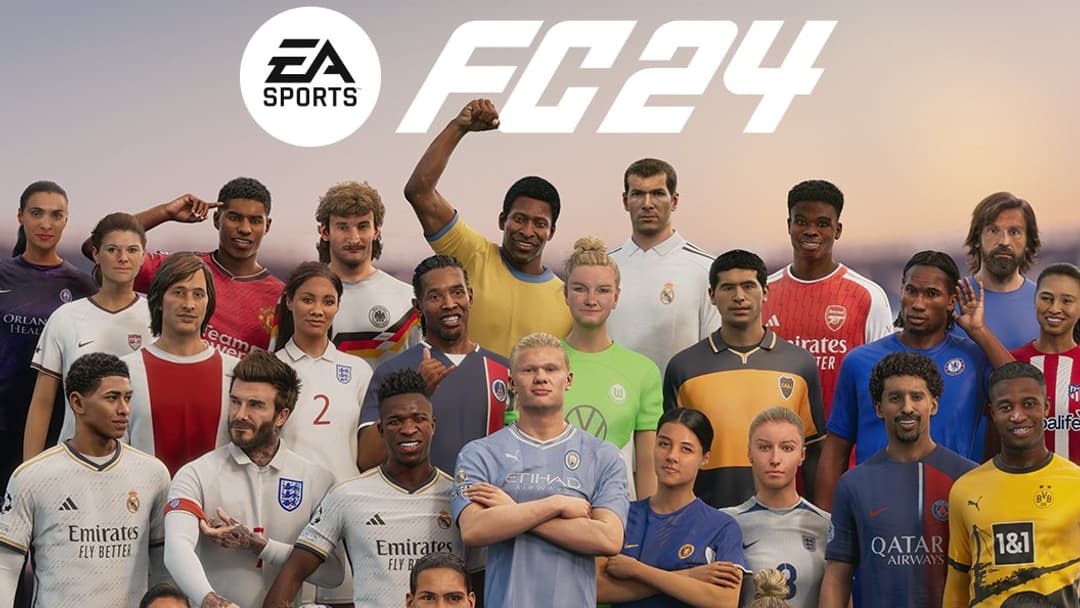 La jaquette du jeu vidéo "EA Sports FC 24", le successeur des simulation de football FIFA. La jaquette du jeu vidéo "EA Sports FC 24", le successeur des simulation de football FIFA.