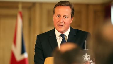 David Cameron le 29 août, expose la menace islamiste lors d'une conférence de presse au 10 Downing Street, à Londres.