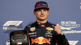 Le pilote néerlandais Max Verstappen après avoir décroché la pole position lors du Grand Prix d'Abou Dhabi le 11 décembre 2021