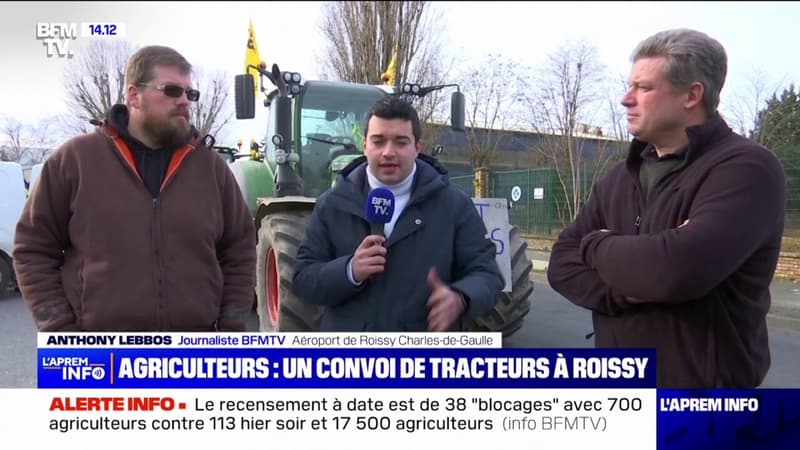 Val-d'Oise: le convoi d'agriculteurs est arrivé aux abords de l'aéroport de Roissy Charles-de-Gaulle