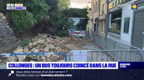 Collonges-au-Mont-d'Or: un bus coincé dans une rue depuis dix jours