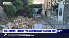 Collonges-au-Mont-d'Or: un bus coincé dans une rue depuis dix jours