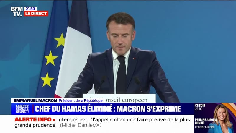 Emmanuel Macron, sur la mort de Yahya Sinouar: 