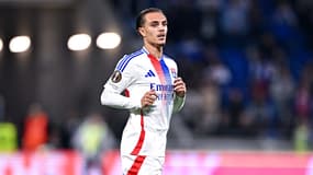 Maxence Caqueret avec l'OL, à Lyon le 24 octobre 2024