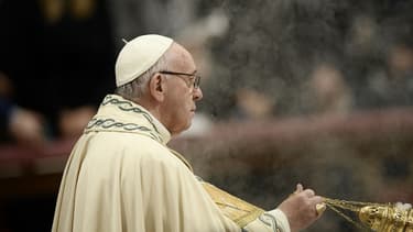 Le pape François lors d'une prière pour l'année 2018, le 31 décembre 2018 à la basilique Saint-Pierre de Rome.