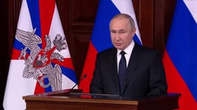 Le président russe Vladimir Poutine fixe les objectifs 2023 de l'armée russe, le 21 décembre 2022.