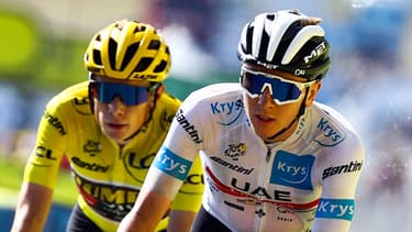 Tadej Pogacar et Jonas Vingegaard (en jaune) lors du Tour de France 2022