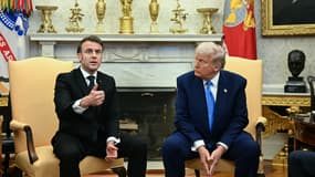 Le président de la République Emmanuel Macron et Donald Trump à la Maison Blanche le 24 février 2025.